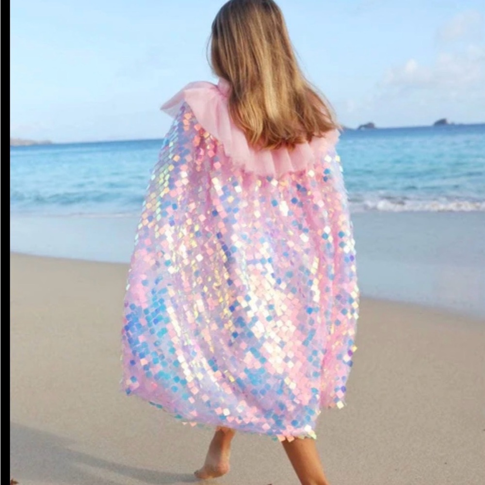 Pink Sequin Kids Cape mermaid